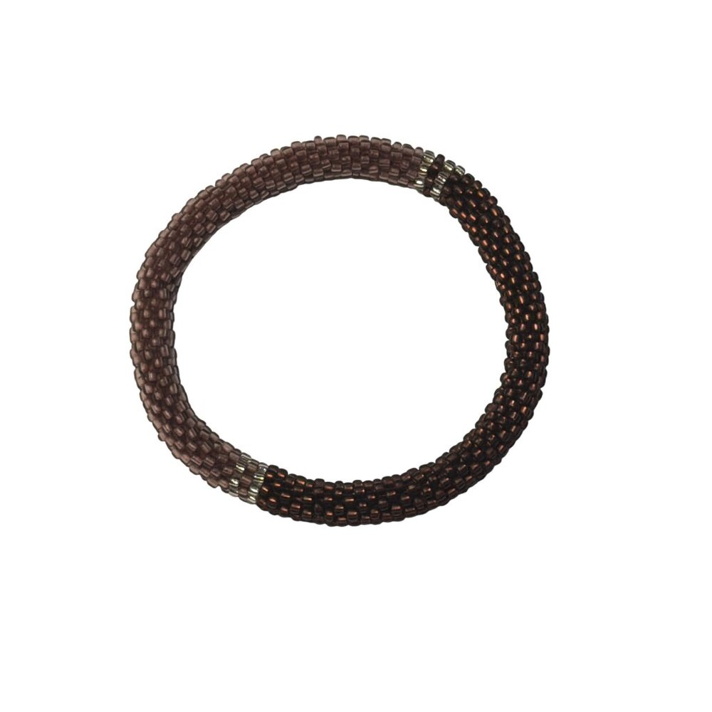 Sashka Bracelet Handmade Bohemian Chic Crochet Beaded Roll-On Brown‎ 3" Casual
